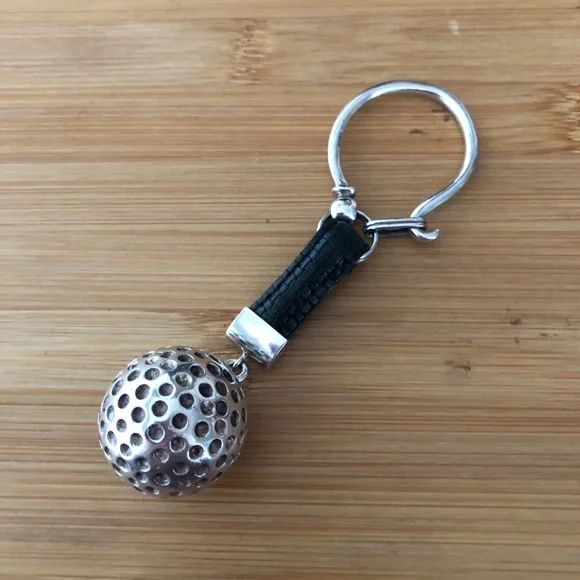 $134  Unique Estate Golfer's Key Chain  Sterling Silver 46gr. Marked 925 - Picture 5 of 8